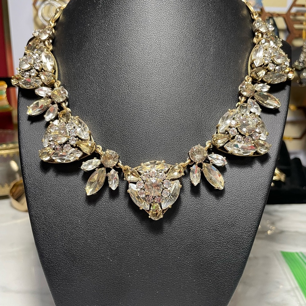 J. Crew Gold and Crystal Statement Necklace